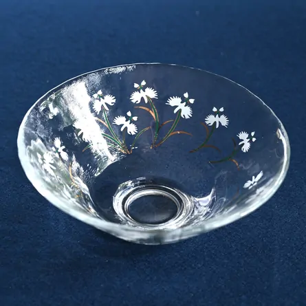 硝子平茶碗　鷺草