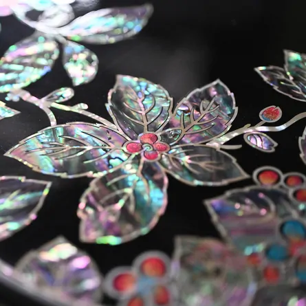 Flower-Shaped Inlaid Serving Table with Tiger-Feet Legs