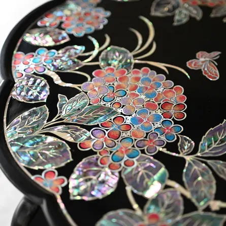 Flower-Shaped Inlaid Serving Table with Tiger-Feet Legs