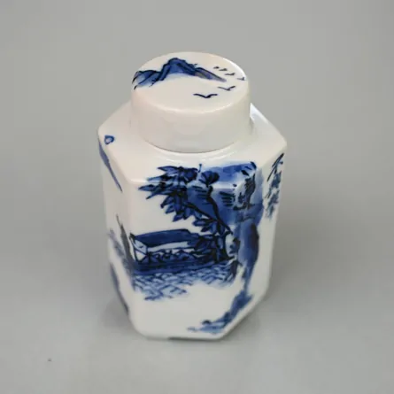 昭阿弥 六角茶入染付赤壁の図