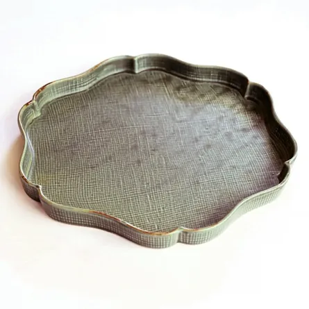 輪花皿（大）緑