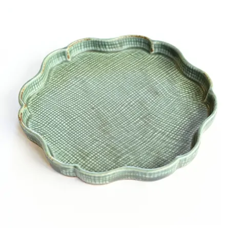 輪花皿（小）緑