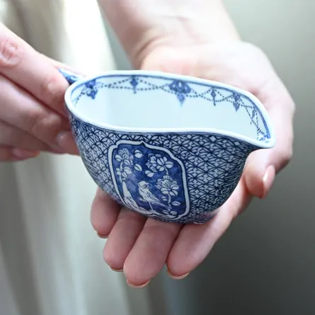 祥瑞小紋詰花鳥紋舟型湯冷まし