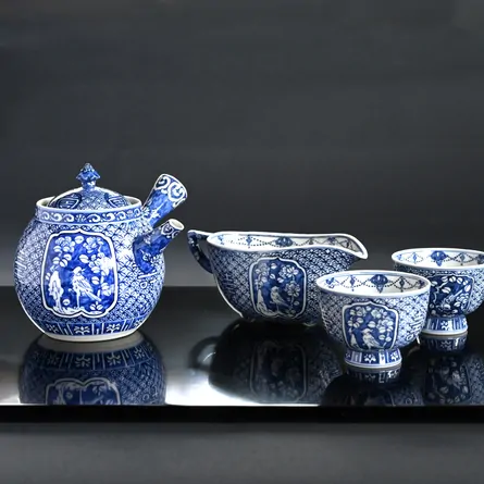 祥瑞小紋詰花鳥紋舟型湯冷まし