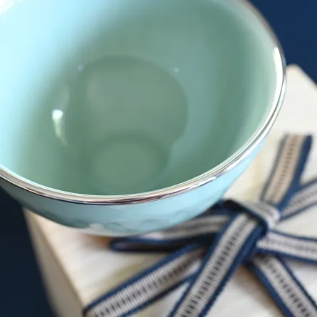 青磁天目茶碗 満月写