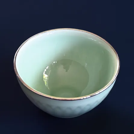 青磁天目茶碗 満月写