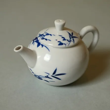 平安清昌 染付竹後手急須