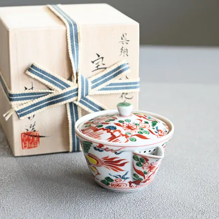 平安清昌　呉須赤絵花鳥宝瓶　