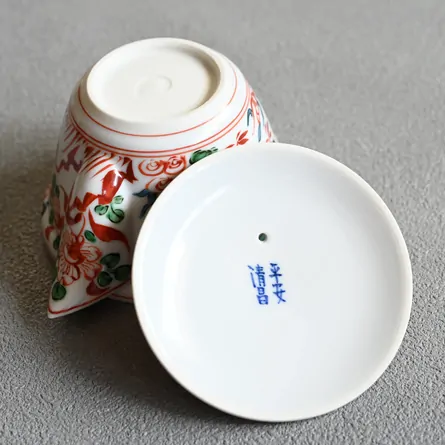 平安清昌　呉須赤絵花鳥宝瓶　