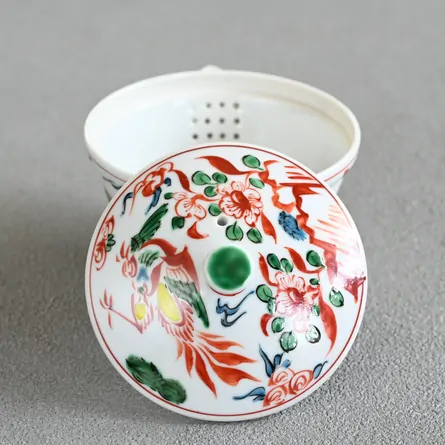 平安清昌　呉須赤絵花鳥宝瓶　