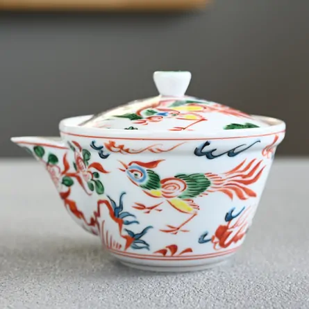 平安清昌　呉須赤絵花鳥宝瓶　