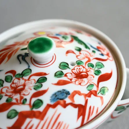 平安清昌　呉須赤絵花鳥宝瓶　