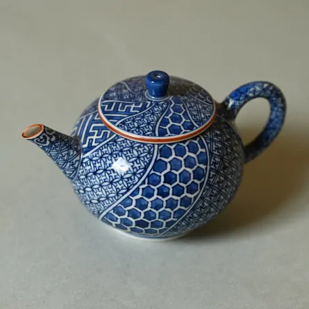 平安清昌 祥瑞小紋詰後手急須