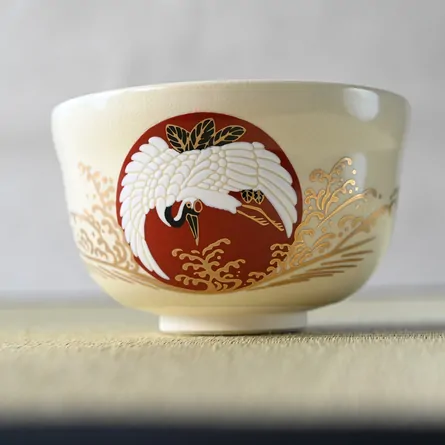 茶碗 仁清 日の出鶴