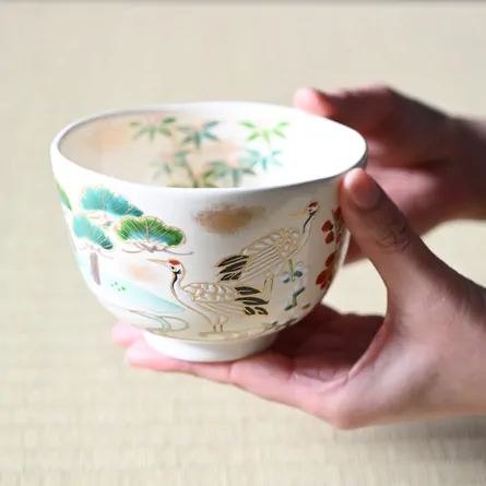 茶碗 仁清 松竹梅に鶴