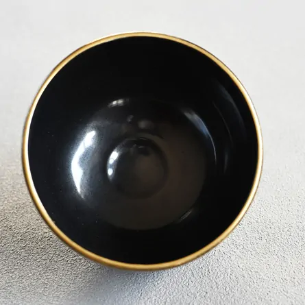 茶碗 乾山内黒 唐花に白馬