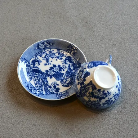 Eggshell Porcelain Cup and Saucer with Geisha Lithophane