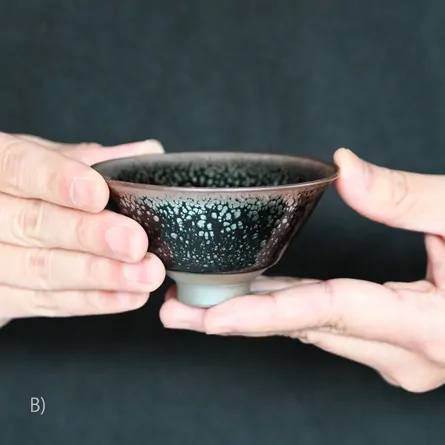黒窯変天目反型盃