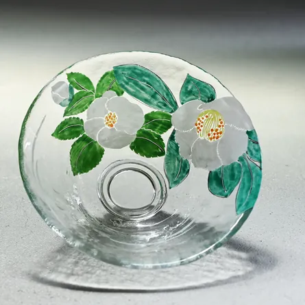 Glass Hira Chawan Giyaman Natsutsubaki