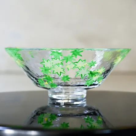 Glass Hira Chawan Giyaman Aokaede
