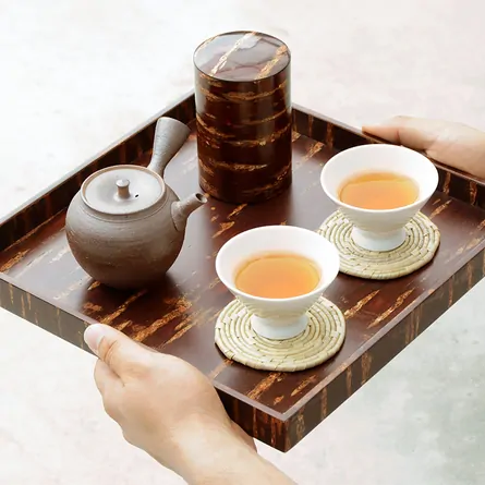 桜皮角盆　無地皮