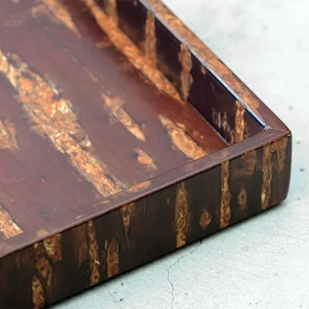 桜皮角盆　無地皮