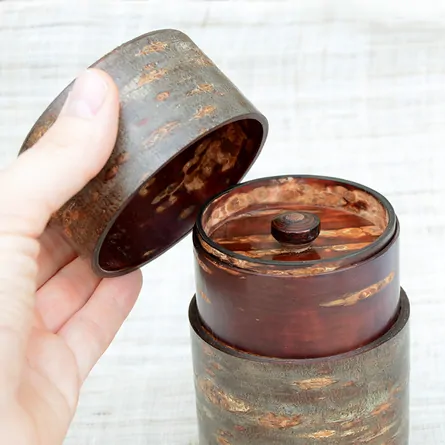 桜皮茶筒　霜降皮　中長
