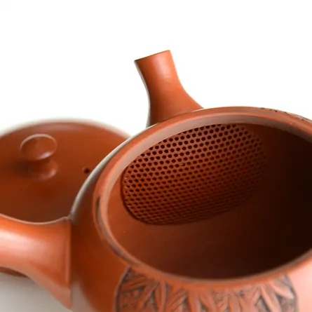 玉光朱泥丸形インロー松竹梅茶注