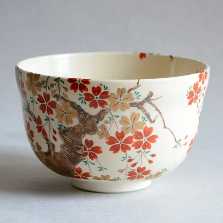 茶碗　仁清　しだれ桜　