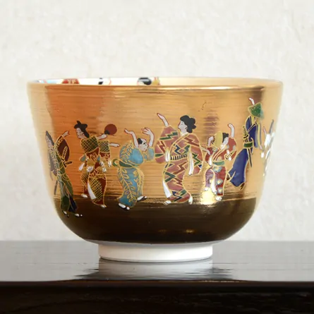 茶道具　薩摩焼　橋本陶王山作　色絵金彩　磬の図　茶碗　共箱　V　7121 新古】茶碗 色絵 蛍手 唐子 橋本美峰 共箱入 CWN020 | 茶道具 錦玉堂