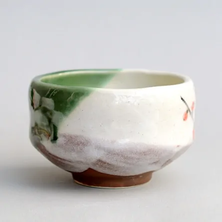 小茶碗　梅　織部