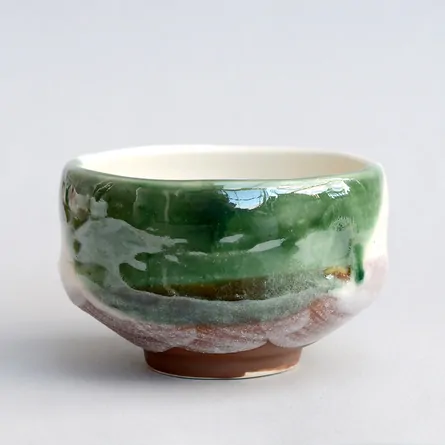 小茶碗　梅　織部