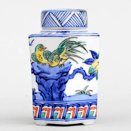 昭阿弥色絵花鳥茶入