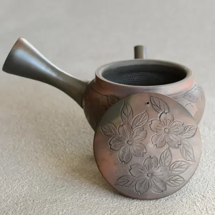 玉光 火窯変インロー総桜彫急須