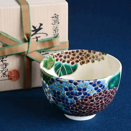 茶碗 仁清 紫陽花