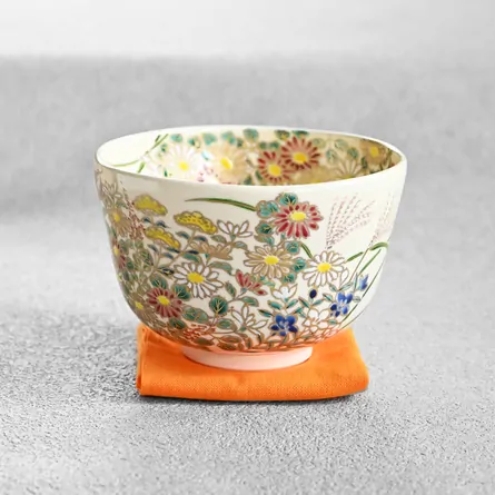 茶碗 仁清 秋草　