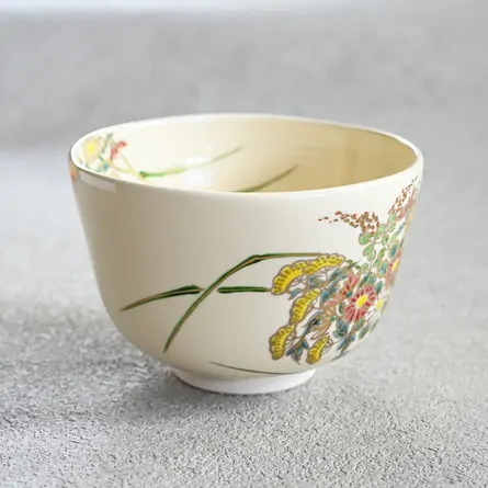 茶碗 仁清 秋草　