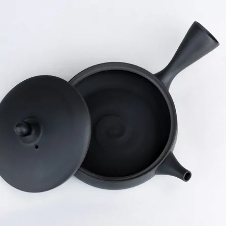 功吏　黒泥平袋形急須