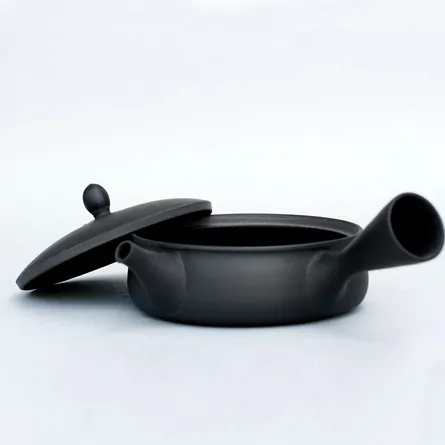 功吏　黒泥平袋形急須