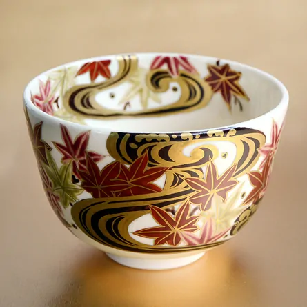 茶碗 仁清 如水 流水紅葉