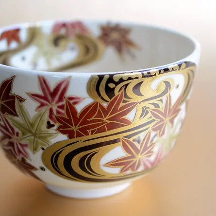 茶碗 仁清 如水 流水紅葉