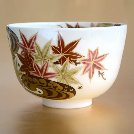 茶碗 仁清 如水 流水紅葉