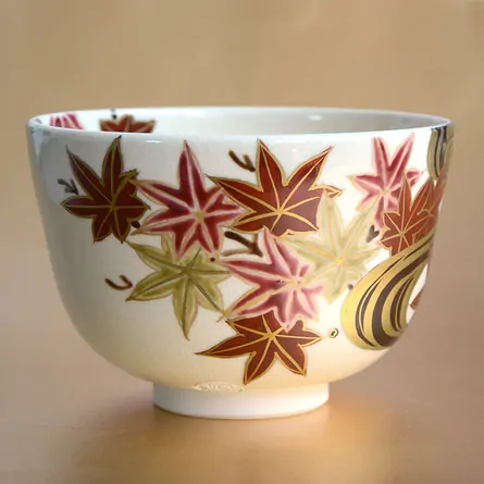 茶碗 仁清 如水 流水紅葉