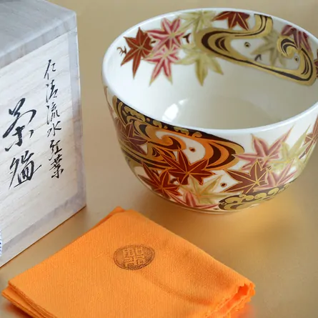 茶碗 仁清 如水 流水紅葉