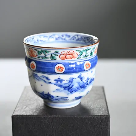 Shōami Iroe Somesansui Small Yunomi 