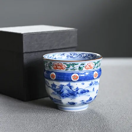 Shōami Iroe Somesansui Small Yunomi 