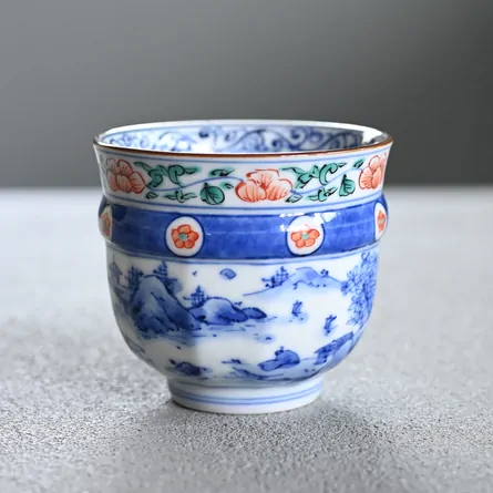 Shōami Iroe Somesansui Small Yunomi 