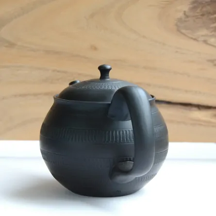 北龍 黒泥帯柄ポット