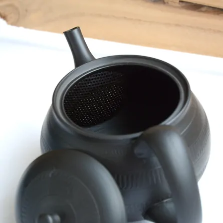 北龍 黒泥帯柄ポット