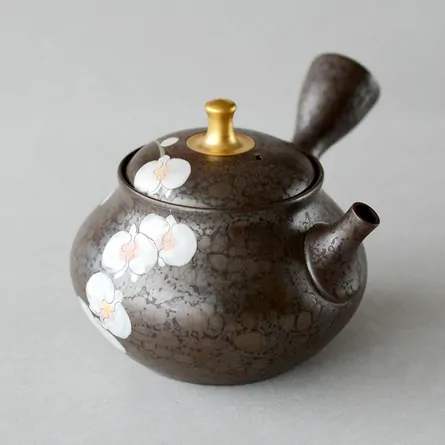昭龍 天目釉珠型胡蝶蘭茶注